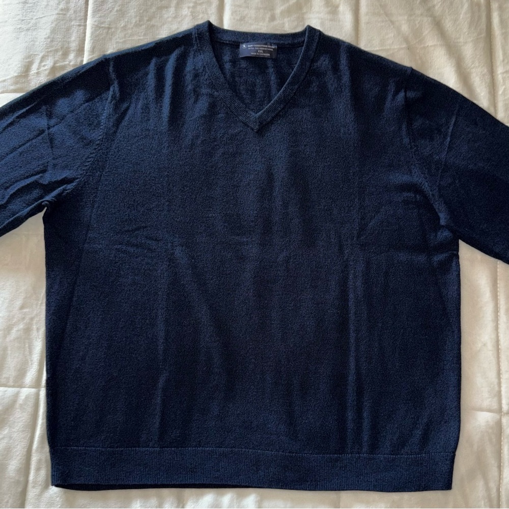Hart Schaffner Marx Merino Wool V-Neck Sweater - Navy. Size XXL - Picture 5 of 14